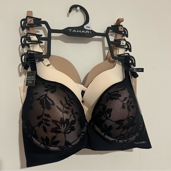 NWT Tahari Black and Cream Floral Lace Bra - Picture 1 of 4
